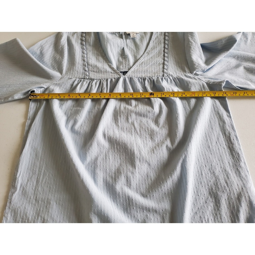 J. Crew Peasant Top Blue Long Sleeve Blousan Sleeve Embroidered Womens Small - Picture 9 of 11